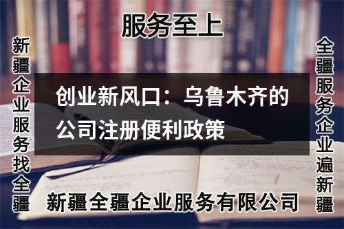 創(chuàng)業(yè)新風口：烏魯木齊的公司注冊便利政策
