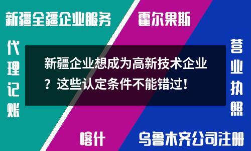 新疆企業(yè)想成為高新技術(shù)企業(yè)？這些認(rèn)定條件不能錯(cuò)過(guò)！